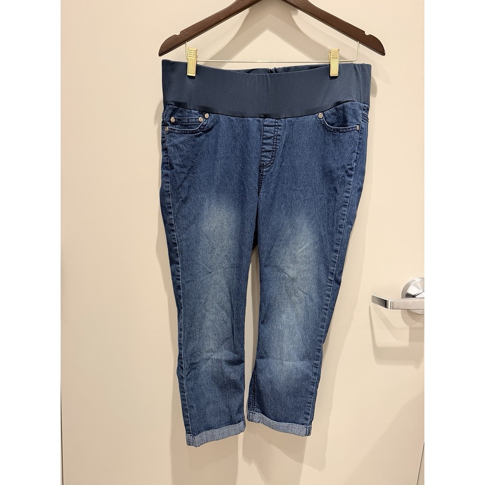 New Maternity Crop Jeans Size L Oh! Mamma Stretch‎ Soft Denim Pants Jeans Blue